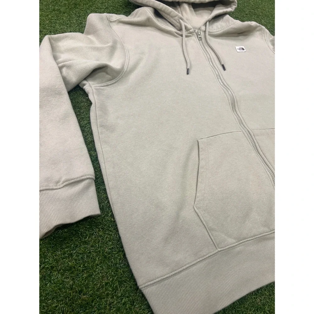 The North Face Mens XL Full Zip Hoodie Sage‎ Green Fleece Sweatshirt Logo Patch